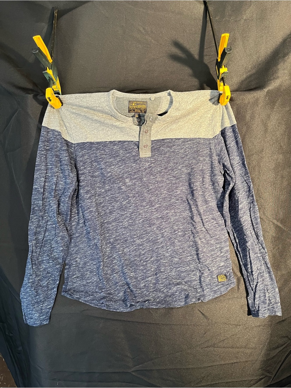 Lucky Brand Two-Tone Navy and Light Gray Long Sleeve Henley